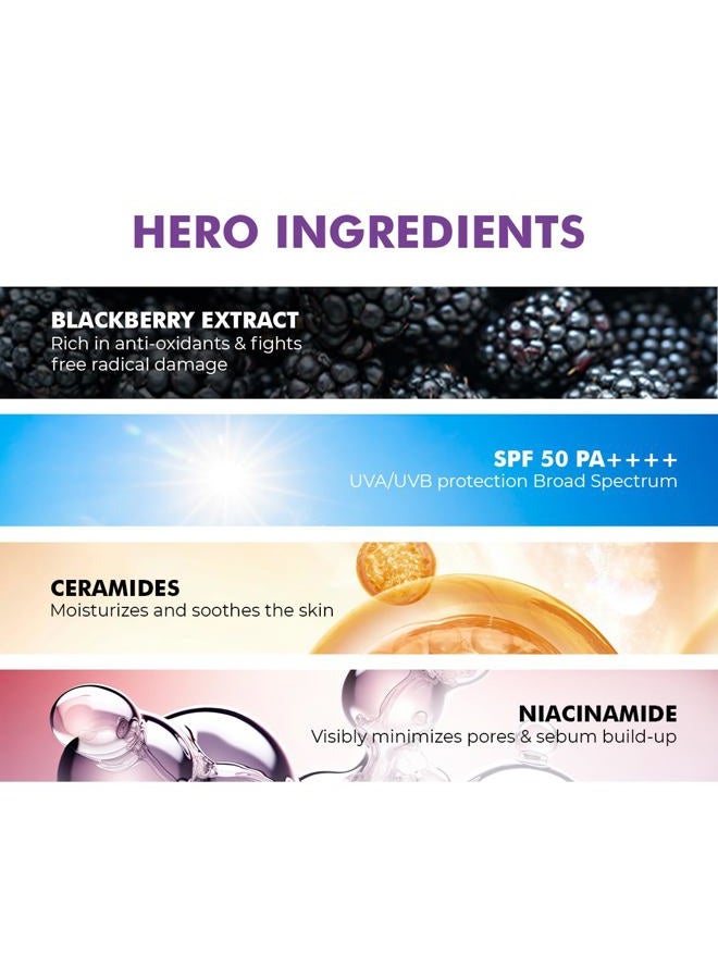 CONSCIOUS CHEMIST واقي شمس هجين خفيف الوزن جل SPF 50 PA ++++ مع النياسيناميد، مستخلص التوت الأسود | غير دهني، بدون أثر أبيض | لجميع أنواع البشرة، خالي من القسوة | 50 مل - Image 5