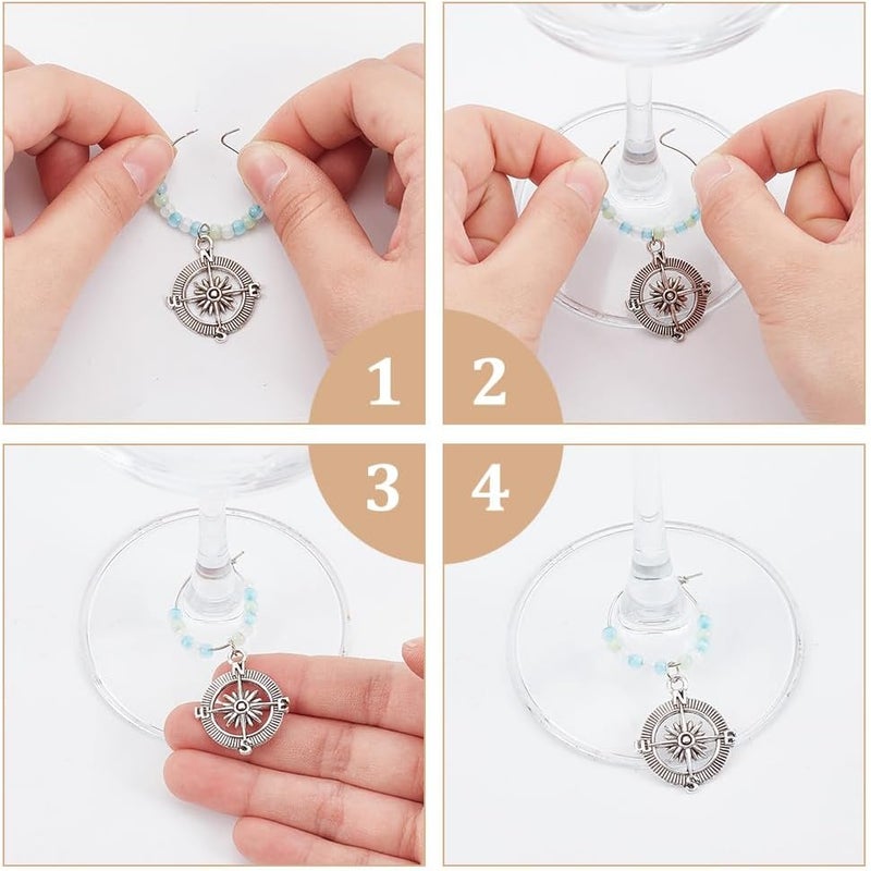FREEBLOSS 24 Pcs Wine Glass Charms Set Marine Animals Wine Glass Charms Drink Markers Rings Drink Markers Tags Identifiers Themed Party Decorations - Image 3