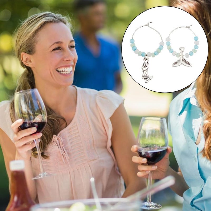 FREEBLOSS 24 Pcs Wine Glass Charms Set Marine Animals Wine Glass Charms Drink Markers Rings Drink Markers Tags Identifiers Themed Party Decorations - Image 5