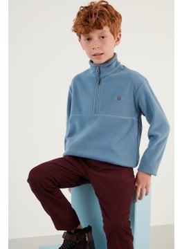 Lela Soft Textured Zippered Stand Collar Winter Fleece Unisex Children's Fleece 5905002  - Image 1