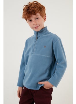 Lela Soft Textured Zippered Stand Collar Winter Fleece Unisex Children's Fleece 5905002  - Image 2