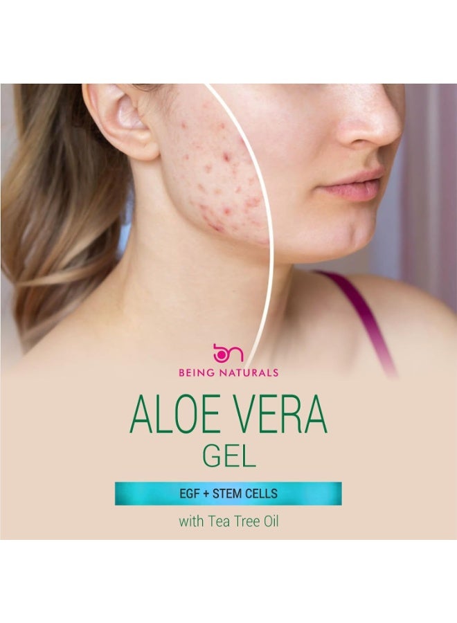 Being Naturals Aloe vera Gel - from 100% Pure Organic Aloe Infused with EGF, Stem Cell, Rosemary Oil - Natural Raw Moisturizer for Face, Body, Hair. Perfect for Sunburn, Acne, Razor Bumps 16.9 fl oz - Image 5
