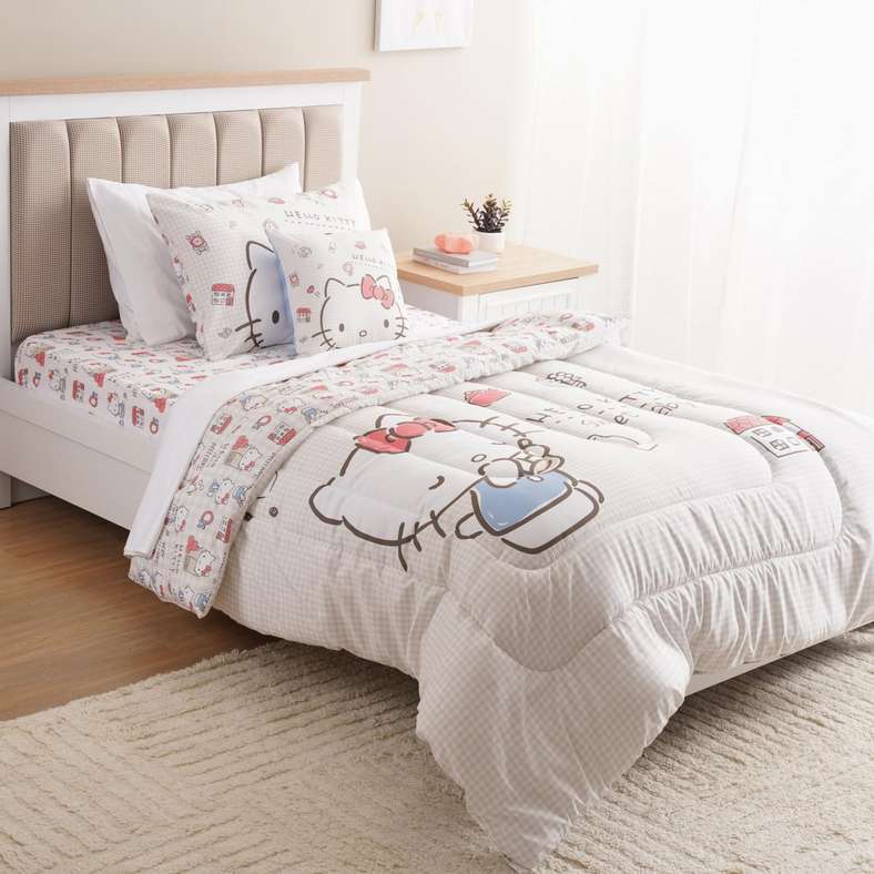 Pan Home Hello Kitty Sweetbaby 4 pcs Microfiber Bed in a Bag 160x220- Beige - Image 1