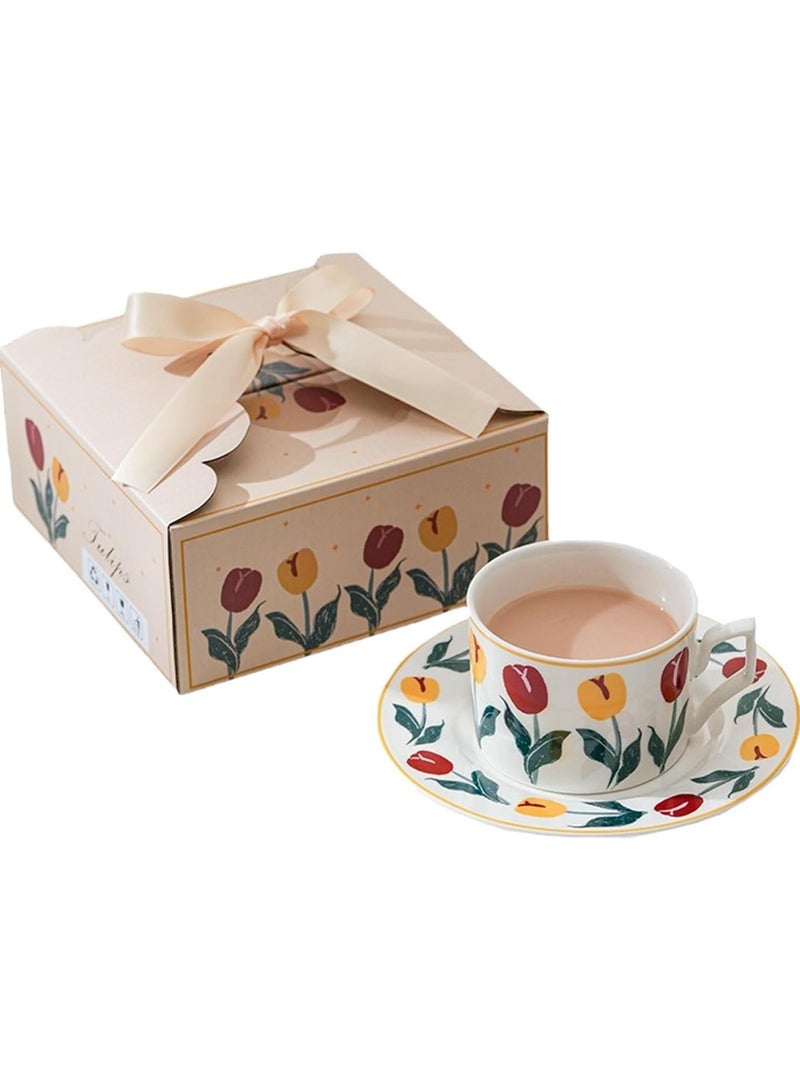 هومستر كوب القهوة السيراميك ومجموعة الصحون - تصميم زهري قديم ، مثالي لمحبي الإسبريسو أو الشاي أو القهوة - هدية مربوطة للمنزل أو المكتب أو المناسبات الخاصة - Image 1