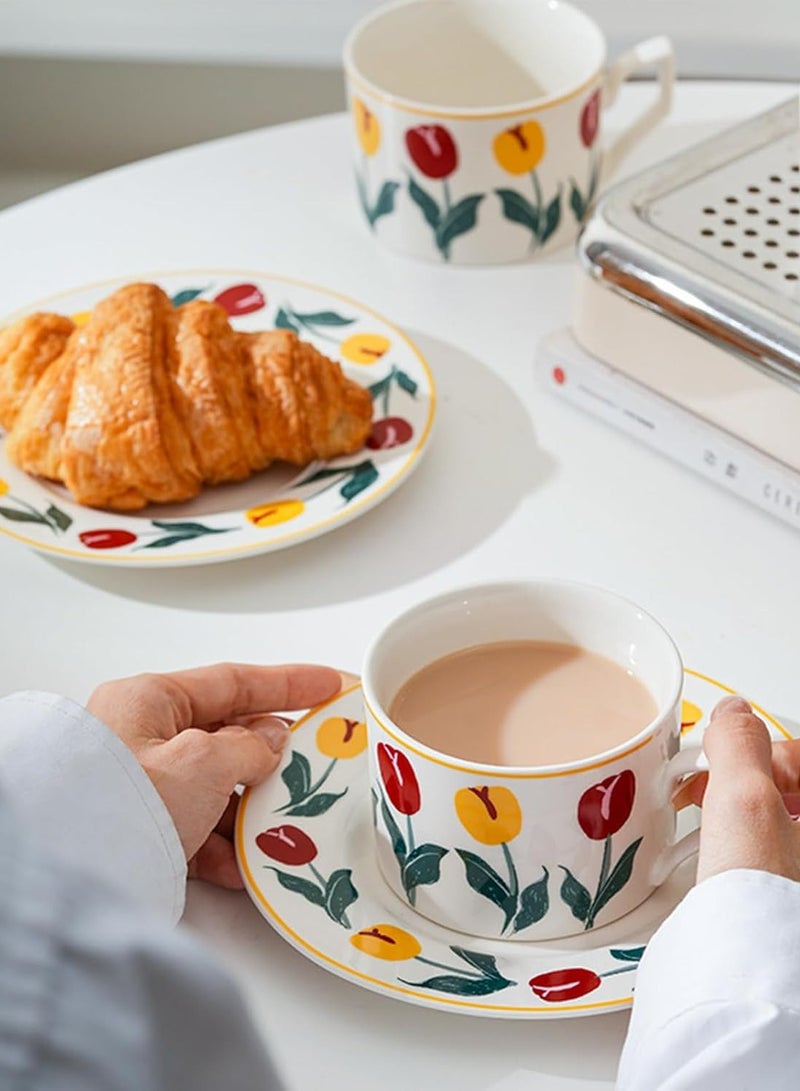 هومستر كوب القهوة السيراميك ومجموعة الصحون - تصميم زهري قديم ، مثالي لمحبي الإسبريسو أو الشاي أو القهوة - هدية مربوطة للمنزل أو المكتب أو المناسبات الخاصة - Image 2