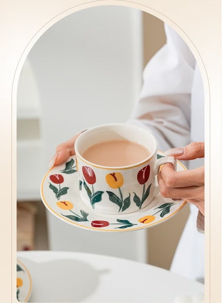 هومستر كوب القهوة السيراميك ومجموعة الصحون - تصميم زهري قديم ، مثالي لمحبي الإسبريسو أو الشاي أو القهوة - هدية مربوطة للمنزل أو المكتب أو المناسبات الخاصة - Image 3