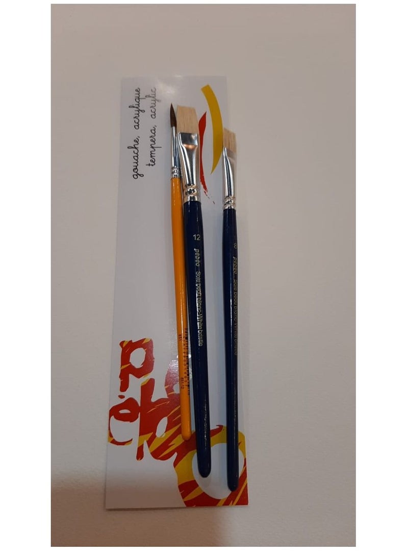 Pebeo Pebeo Wallet Of 3 Brushes 1 Round Pure Pony and 2 White Bristle Flat - Image 1
