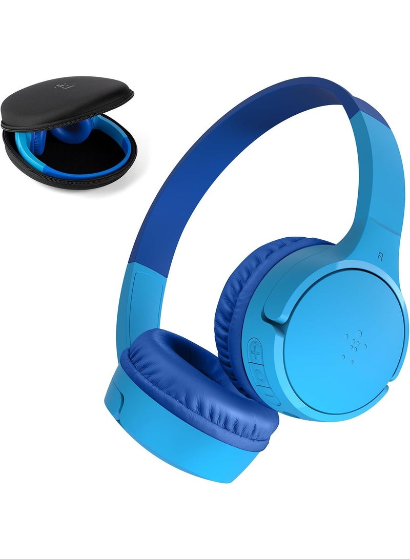 Belkin SoundForm Mini Kids Wireless Headphones with Built-In Microphone, 30H of Playback Time, & Fun Stickers - Over-Ear Headsets for Online Learning, School, Travel, iPhone, iPad, Galaxy - Blue Blue - Image 1