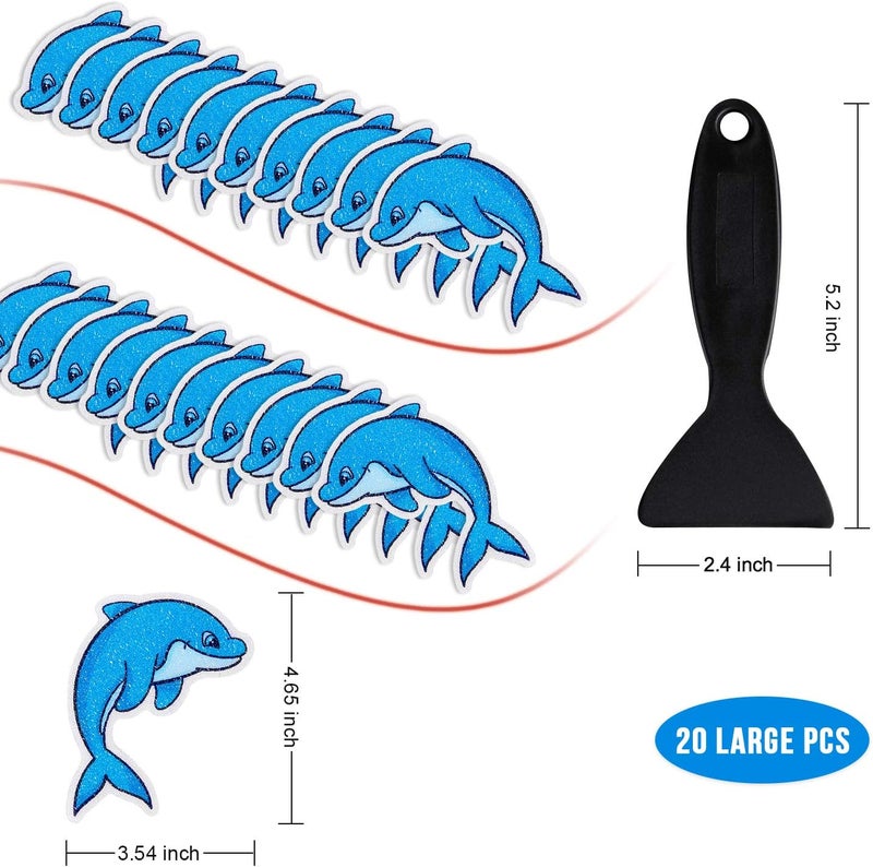 Secopad Non Slip Dolphin Bathtub Stickers, 20 PCS Adhesive Kids Anti Slip Decal Treads for Shower and Bath Tub with Premium Scraper - Image 4