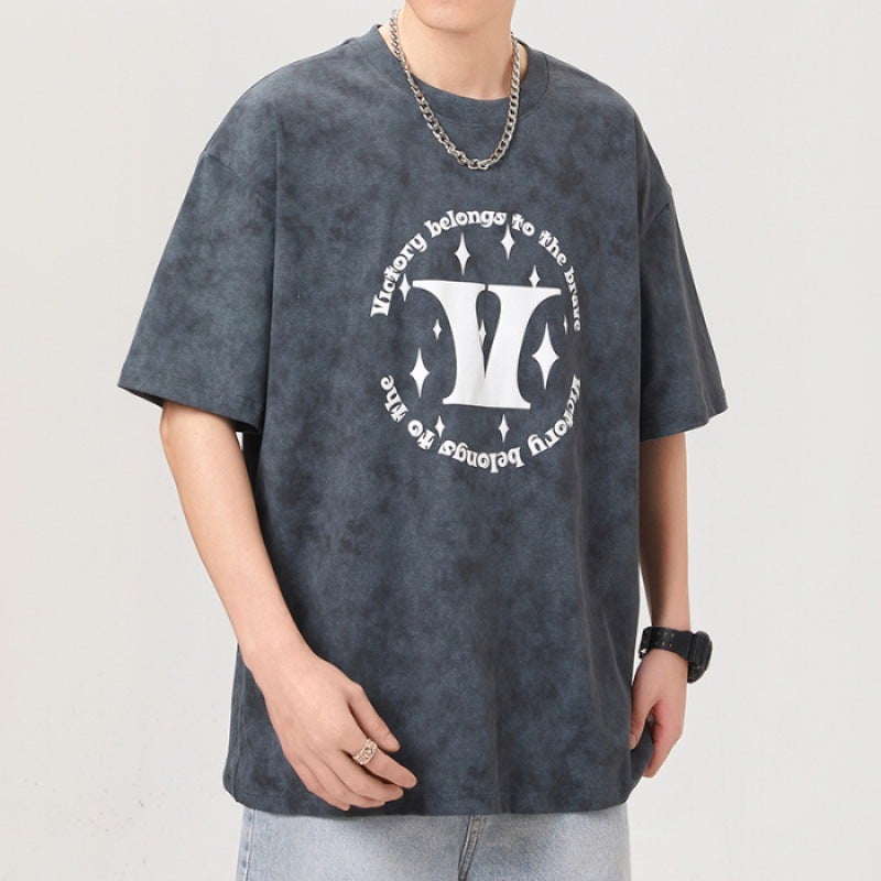 Cityboy Fashion Brand American 230G High Density Knitted Loose Printing Fashion Joker Men'S T Short Sleeve - Image 1
