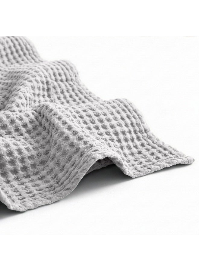 Relax Egyptian cotton Waffle throw blanket,ultra-soft & lightweight with an elegant woven design ,king size 255x225 cm ,Light Gray Color - Image 4