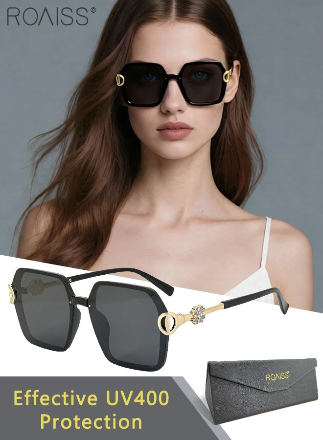 roaiss Women's Polarized Butterfly Sunglasses, UV400 Protection Sun Glasses with Stylish Temples, Fashion Anti-glare Sun Shades for Women with Glasses Case, 65mm - Image 1