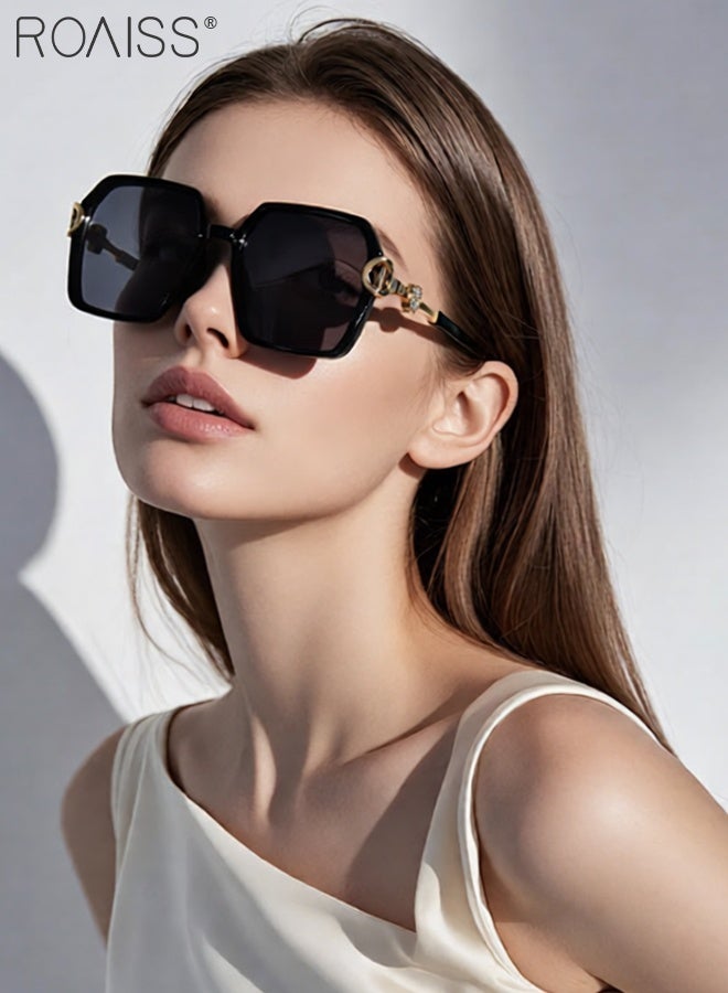 roaiss Women's Polarized Butterfly Sunglasses, UV400 Protection Sun Glasses with Stylish Temples, Fashion Anti-glare Sun Shades for Women with Glasses Case, 65mm - Image 2