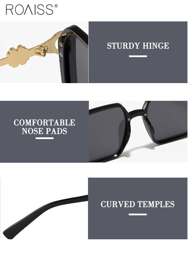 roaiss Women's Polarized Butterfly Sunglasses, UV400 Protection Sun Glasses with Stylish Temples, Fashion Anti-glare Sun Shades for Women with Glasses Case, 65mm - Image 4