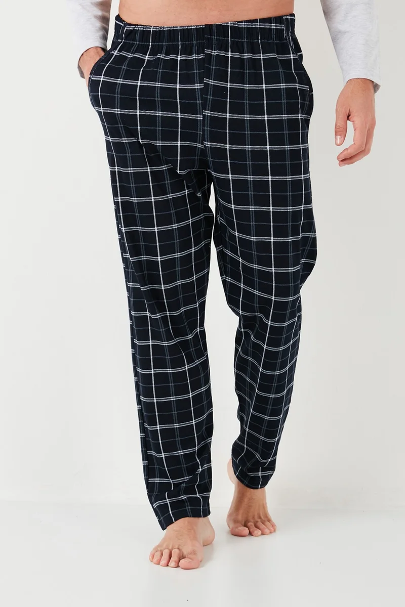 Buratti Plaid Cotton Regular Fit Long Sleeve Men's Pajama Set with Elastic Waist 6572003
