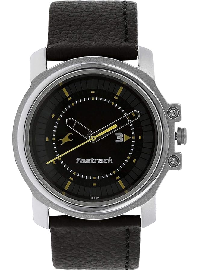فاستراك 3039Sl02 ساعة أنالوج للرجال مقاومة للماء حتى عمق 50 متر بمينا سوداء وحزام جلدي أسود - Image 1
