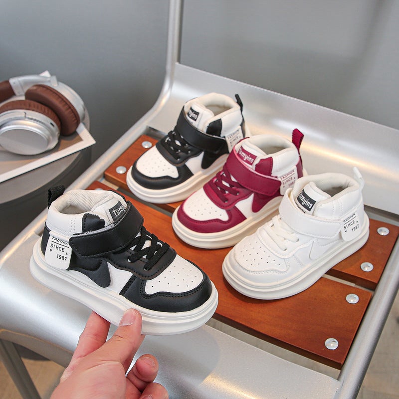Children'S Sneaker 2025 Spring New High-Top Shoes Children'S Casual Board Shoes Boys And Girls Breathable Running Shoes - Image 2