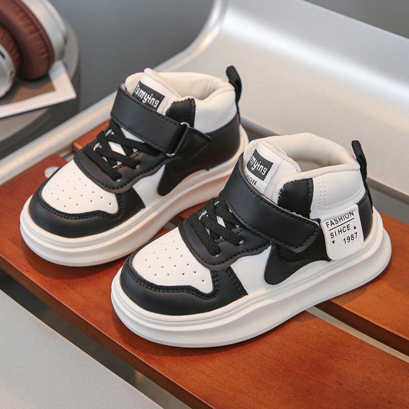 Children'S Sneaker 2025 Spring New High-Top Shoes Children'S Casual Board Shoes Boys And Girls Breathable Running Shoes - Image 1