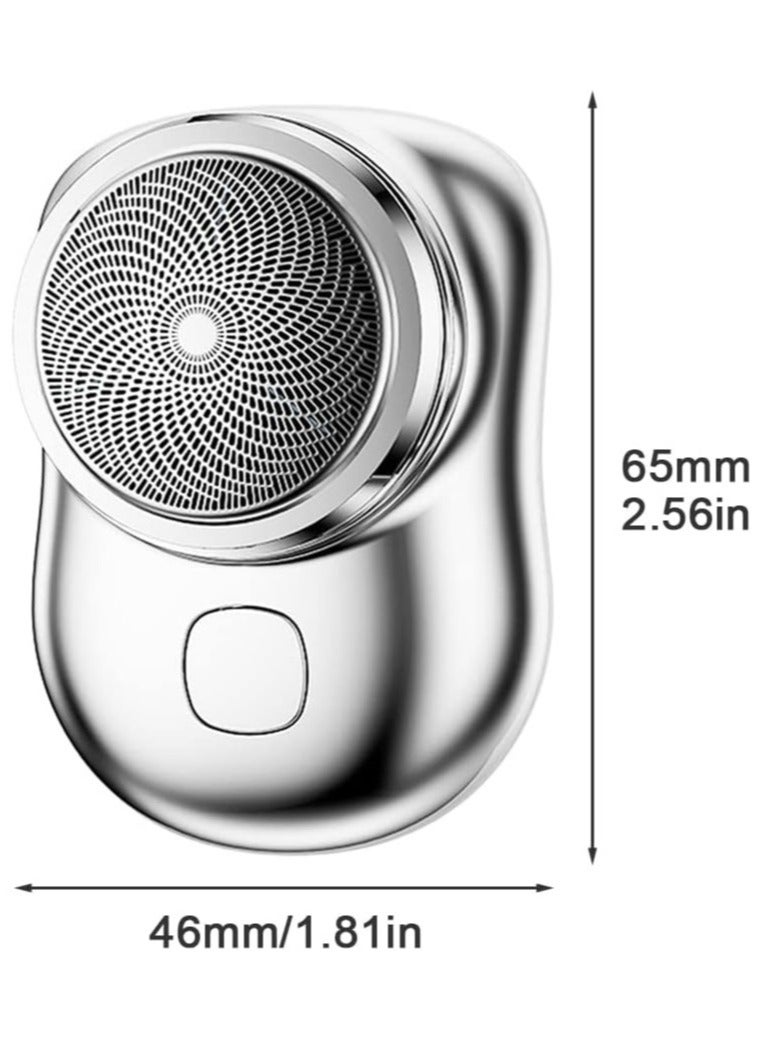 ELTRAZONE Mini Electric Shaver, Portable Men Electric Shaver USB Rechargeable Men Grooming Razor, Pocket Size Mini Shaver Washable for Travel (Silver). - Image 2