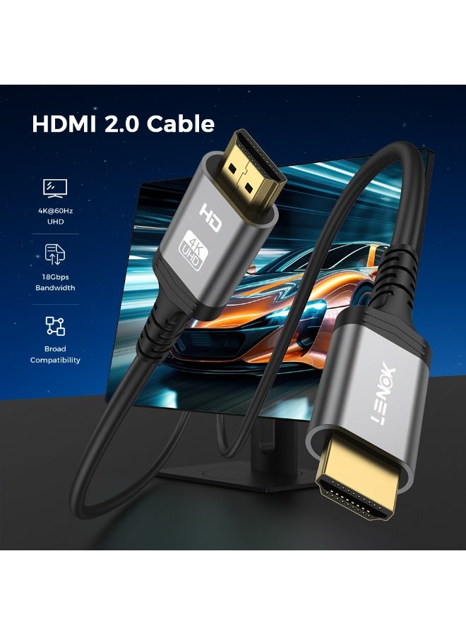 LENOK 4K HDMI 2.0 Cable - 4K@60Hz HDR Braided HDMI Cord, 18Gbps High Speed with Ethernet/ARC, 3D, HDCP 2.2, ARC, Compatible for PS-5/4/3/4K HDTV/Monitor/Projector/Streaming Media - Image 2