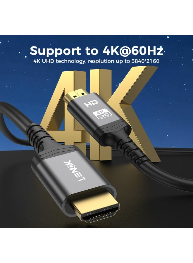 LENOK 4K HDMI 2.0 Cable - 4K@60Hz HDR Braided HDMI Cord, 18Gbps High Speed with Ethernet/ARC, 3D, HDCP 2.2, ARC, Compatible for PS-5/4/3/4K HDTV/Monitor/Projector/Streaming Media - Image 4