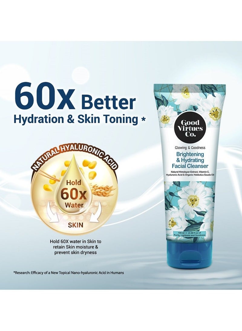 Good Virtues Co. 2 Piece Brightening & Hydrating Facial Cleanser Natural Himalayan Extract, Vitamin C, Hyaluronic Acid & Organic Habbatus Sauda Oil 100ml - Image 3