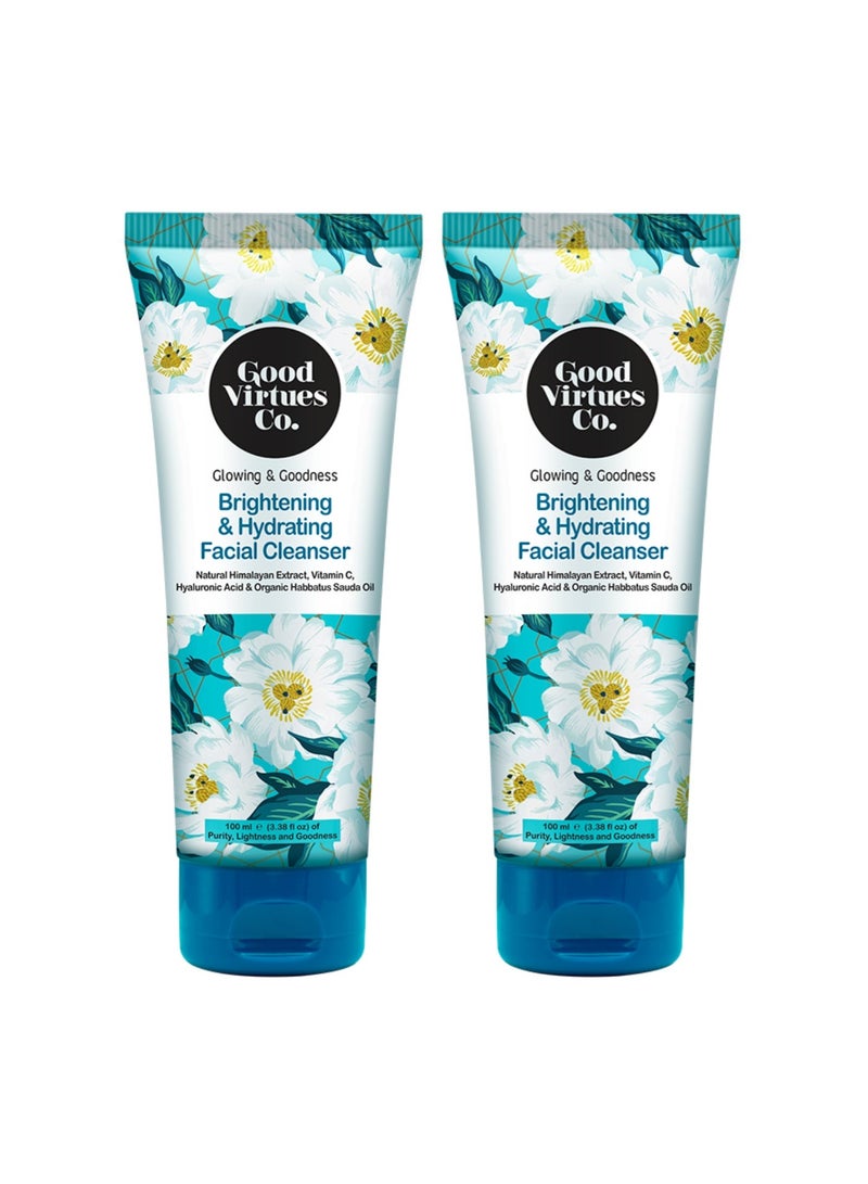 Good Virtues Co. 2 Piece Brightening & Hydrating Facial Cleanser Natural Himalayan Extract, Vitamin C, Hyaluronic Acid & Organic Habbatus Sauda Oil 100ml - Image 1