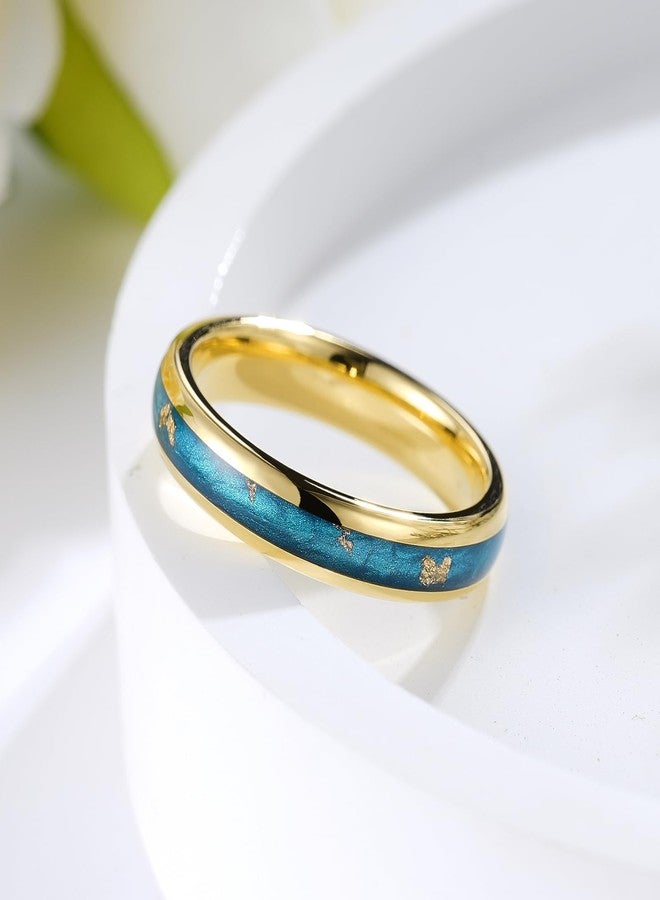 King Will 4mm Gold Tungsten Rings for Women, Men's Wedding Rings Blue&Rose Sand Inlay Domed Ring for Men Women, Comfort Fit, Durable, Size 7 - Image 3