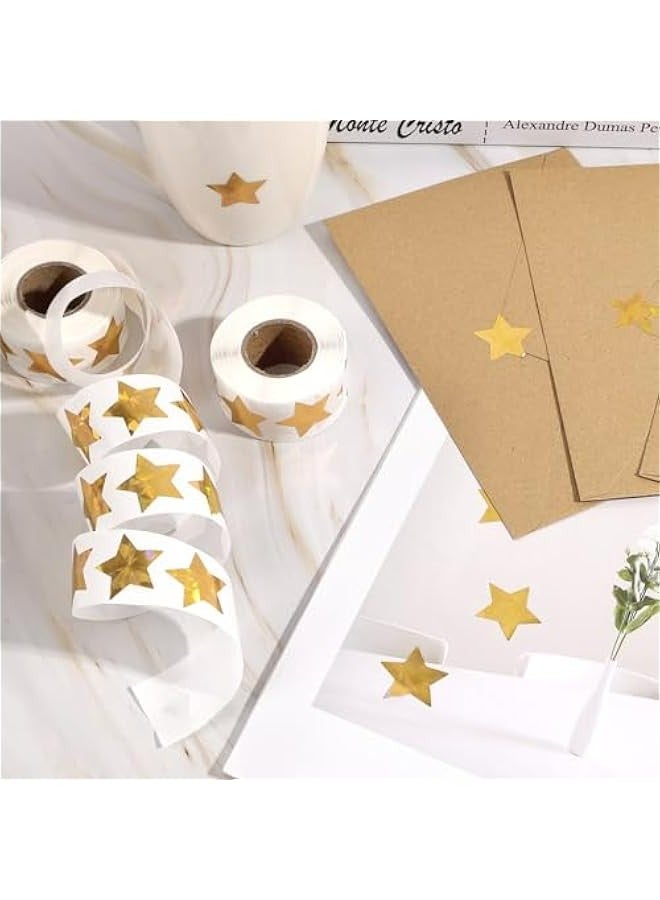 Generic Pack of 1000 Holographic Gold Star Stickers, 2 Rolls of Sparkly Foil Stars for Behavior Chart, Planner, Classroom Supplies - 1 Inch Size, Reward for Kids & Teachers  - Image 3