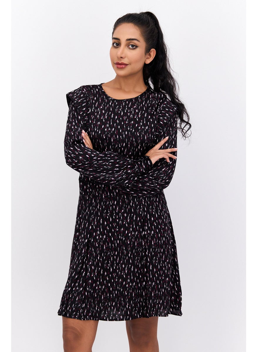 Scotch & Soda Women Allover Print Mini Dress, Black  - Image 1