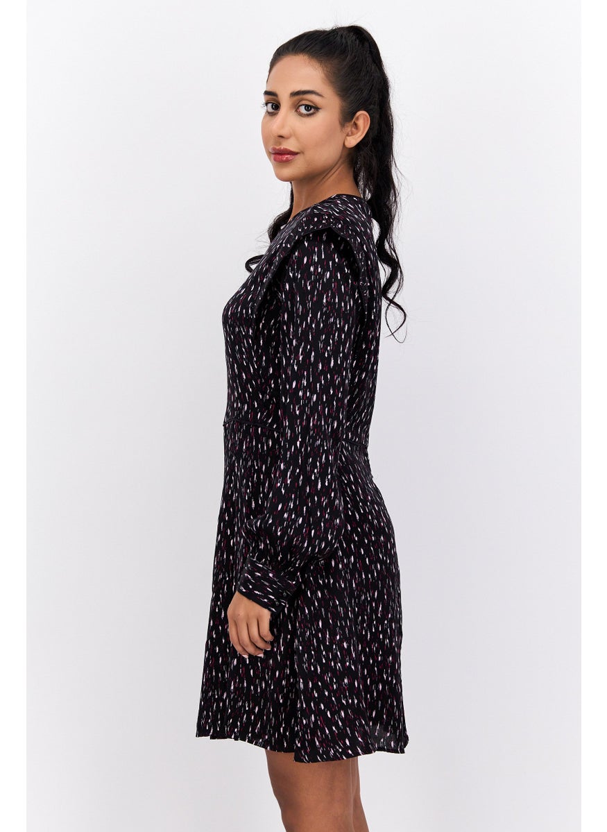 Scotch & Soda Women Allover Print Mini Dress, Black  - Image 2