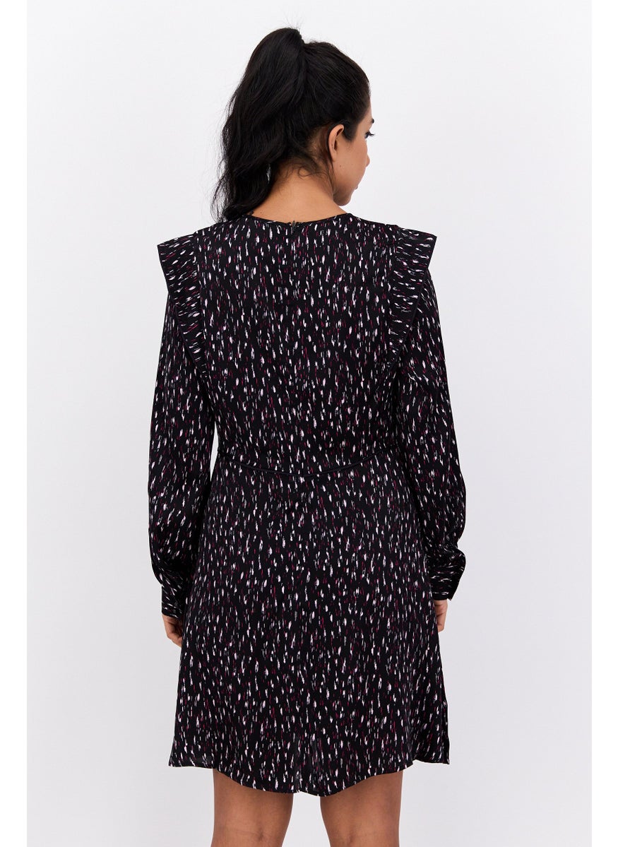 Scotch & Soda Women Allover Print Mini Dress, Black  - Image 3