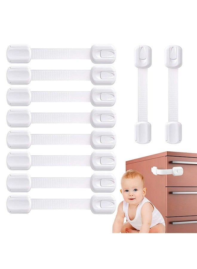 10 PCS baby Safety Strap Locks,Adjustable Drawers Locks with Adhesive Pads Kids Cabinet Window Locks Strap,Easy Installation,Baby Proofing Strap Locks for Fridge Toilet Seat Door Oven - Image 1