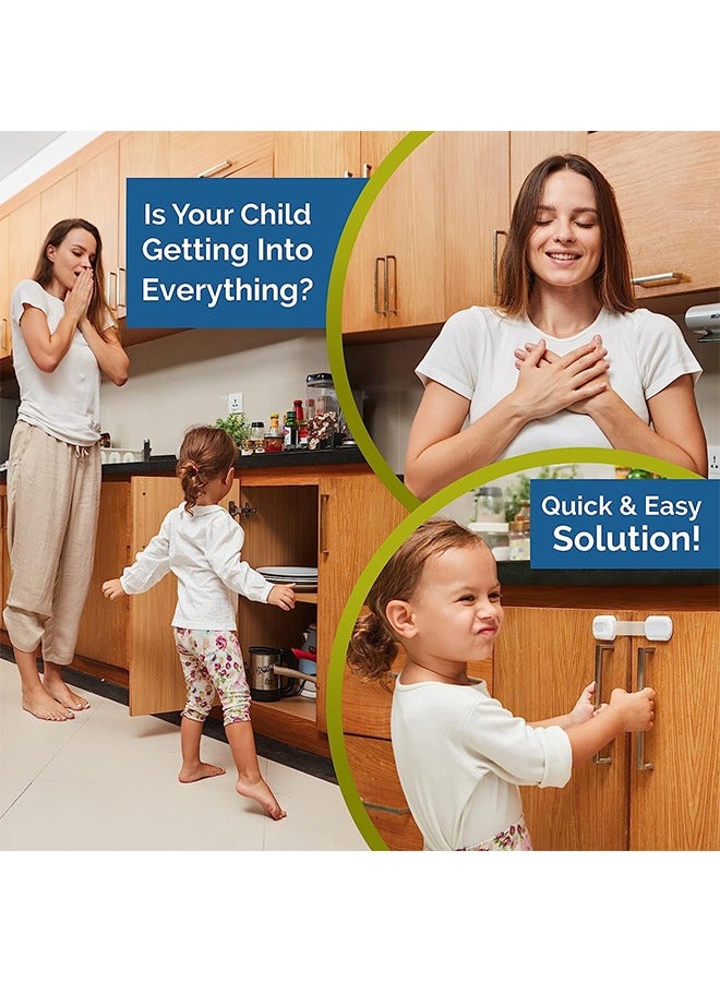 10 PCS baby Safety Strap Locks,Adjustable Drawers Locks with Adhesive Pads Kids Cabinet Window Locks Strap,Easy Installation,Baby Proofing Strap Locks for Fridge Toilet Seat Door Oven - Image 2