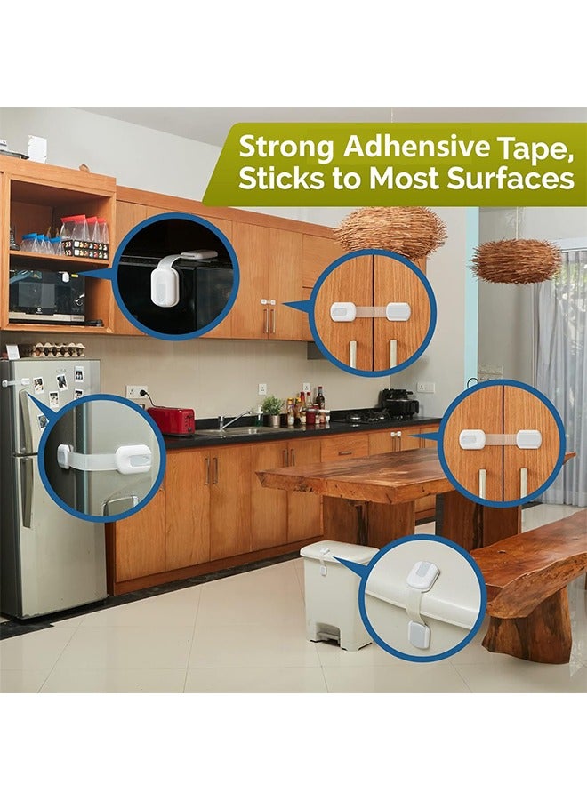 10 PCS baby Safety Strap Locks,Adjustable Drawers Locks with Adhesive Pads Kids Cabinet Window Locks Strap,Easy Installation,Baby Proofing Strap Locks for Fridge Toilet Seat Door Oven - Image 5