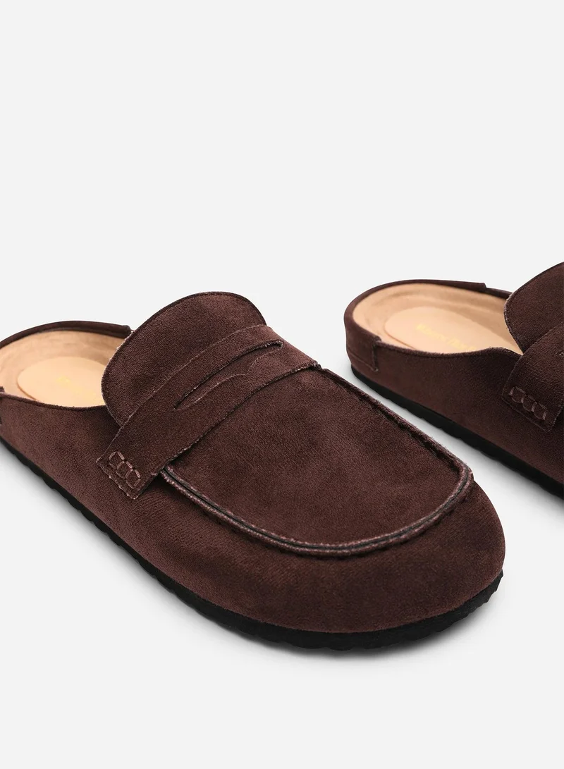 Where's That From Honeybee Dark Brown Low Back Slip on Mule