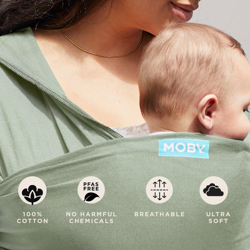 Moby Baby Wrap Carrier Classic for Newborns to Toddlers (8-33lbs), Infant Sling Carrier, Lightweight & Hands Free Design, Adjustable for All Body Types (Pear) - Image 4