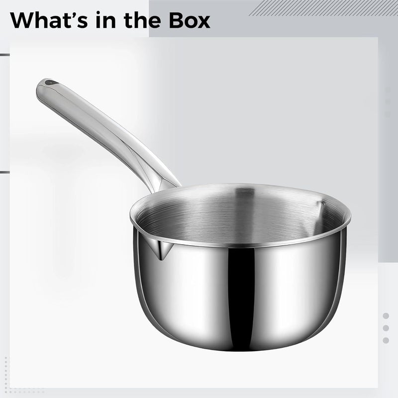 600 Ml Saucepan Stainless Steel, Pour Spout, 12.8 Cm, Pot, Long Handle - Image 5