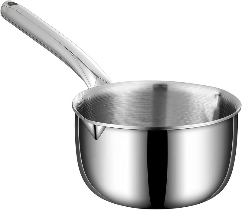 600 Ml Saucepan Stainless Steel, Pour Spout, 12.8 Cm, Pot, Long Handle - Image 1