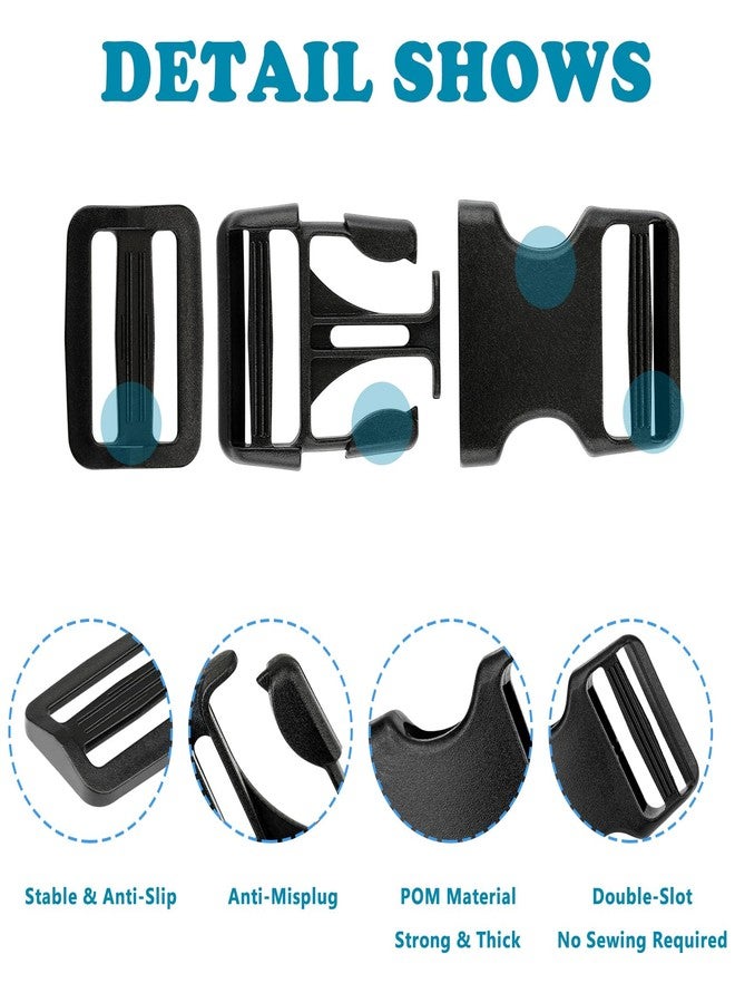 MELORDY Buckle Straps Set 1-1/4'' - 6 Yards Nylon Webbing 1.25 inch, 6 PCS Dual Side Release Buckles, 12 PCS Tri-Glide Sliders, Heavy Duty Dual Adjustable No Sewing Kit - Image 3