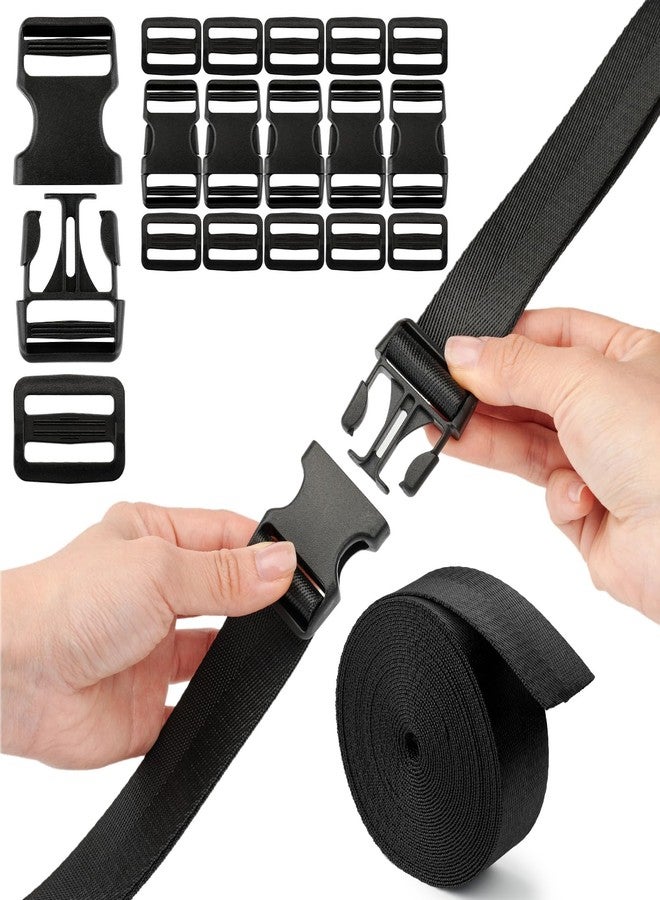 MELORDY Buckle Straps Set 1-1/4'' - 6 Yards Nylon Webbing 1.25 inch, 6 PCS Dual Side Release Buckles, 12 PCS Tri-Glide Sliders, Heavy Duty Dual Adjustable No Sewing Kit - Image 1