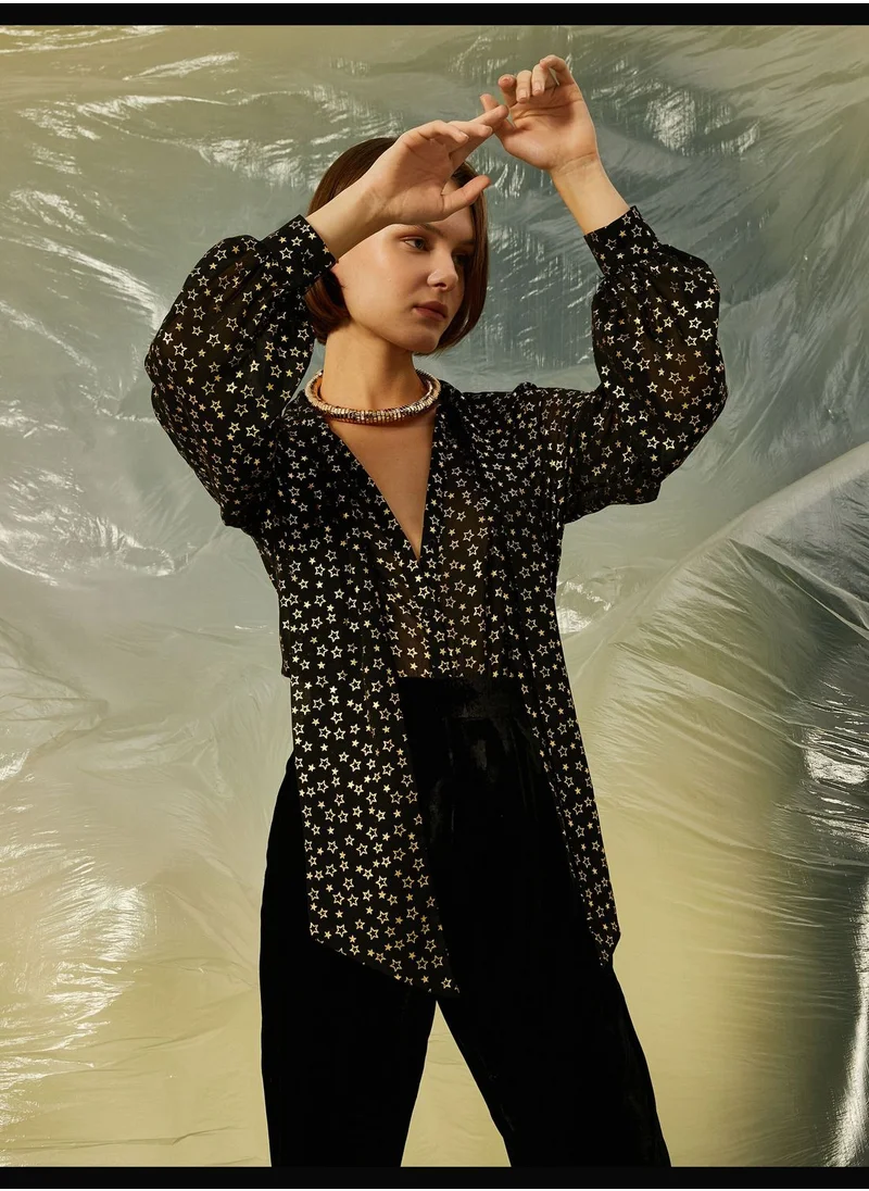 KOTON Star Printed Chiffon Shirt