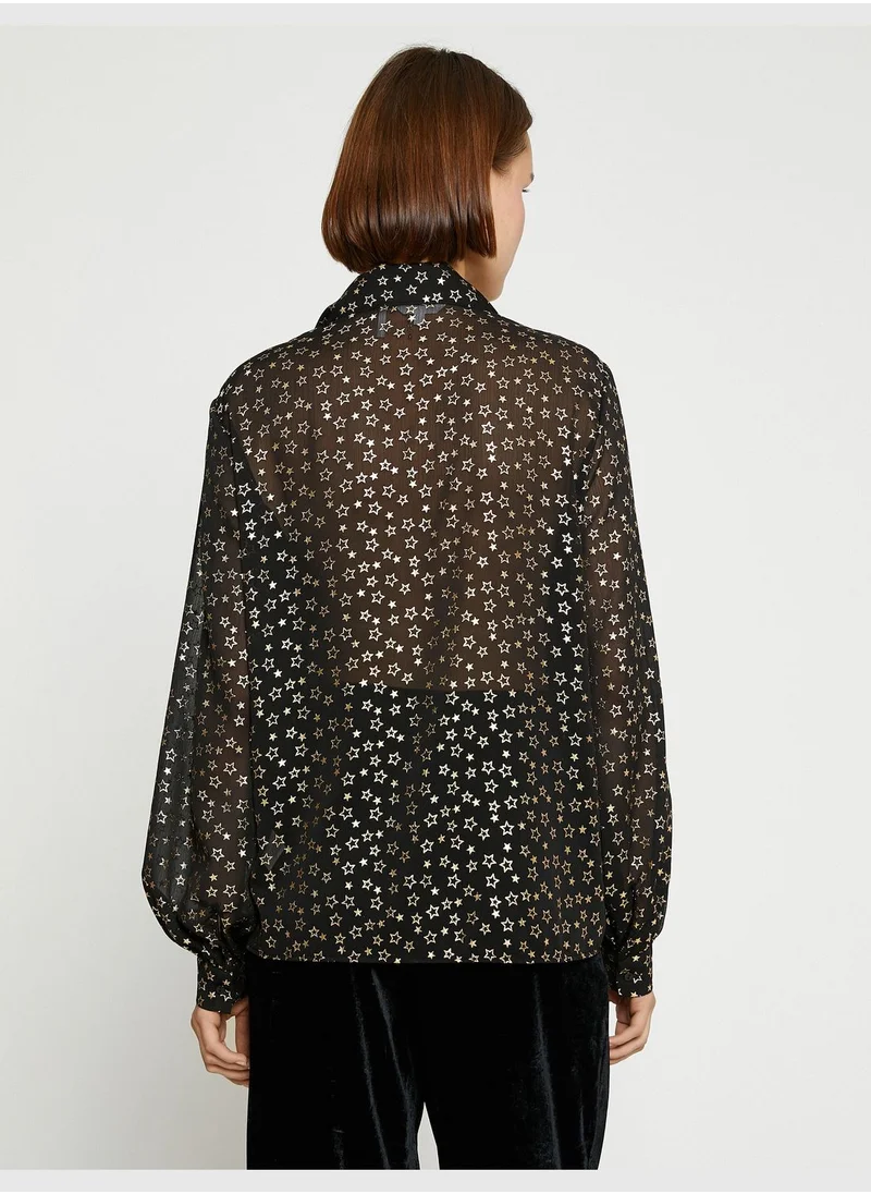KOTON Star Printed Chiffon Shirt