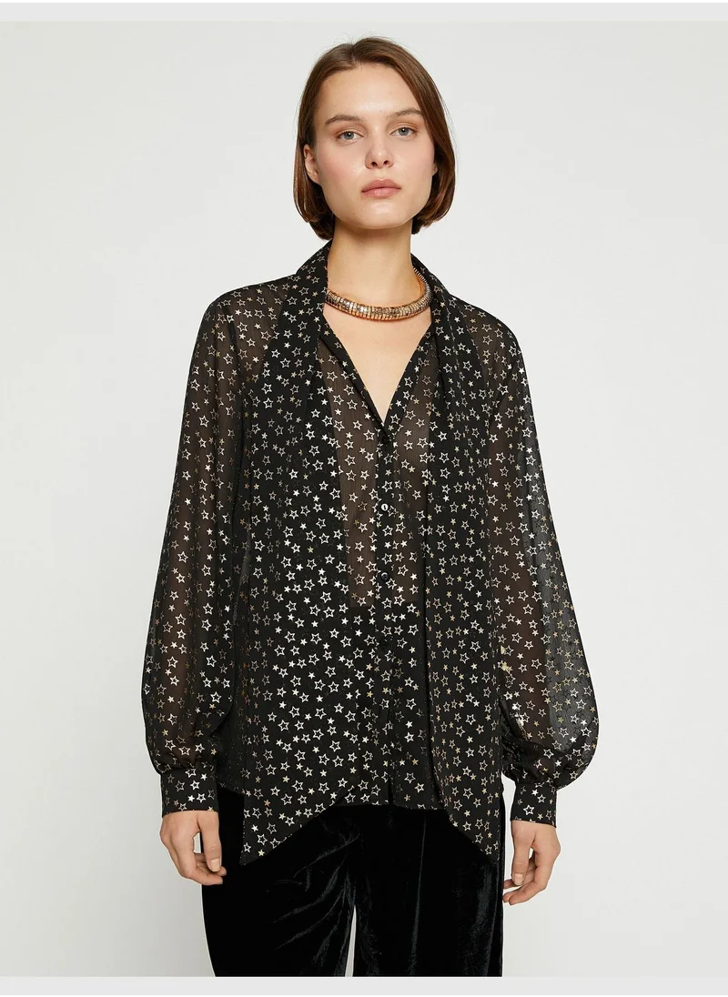 KOTON Star Printed Chiffon Shirt
