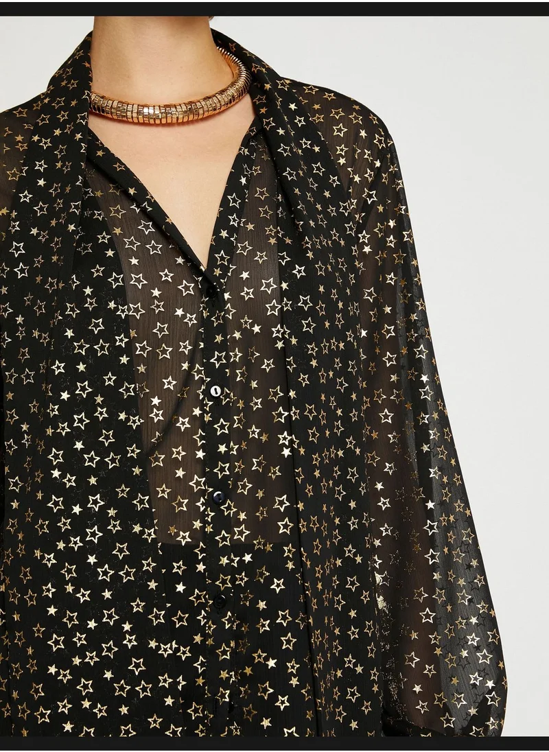 KOTON Star Printed Chiffon Shirt