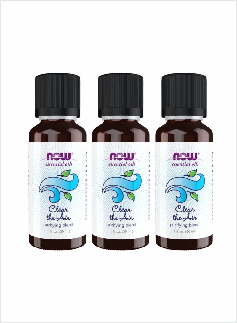 NOW Clean The Air Essential Oil - Pure Aromatherapy Freshness, 30ml (Pack of 3)