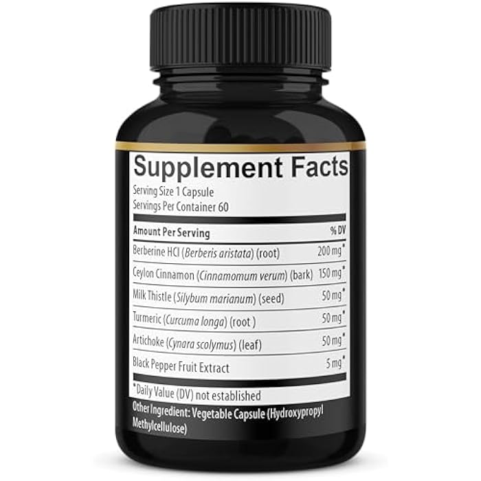 BMVINVOL (3 Packs) Berberine Supplement Plus Ceylon Cinnamon, Milk Thistle, Turmeric, Artichoke Leaf, Black Peppe - 6 Month Supply - 180 Capsules Total - Image 2
