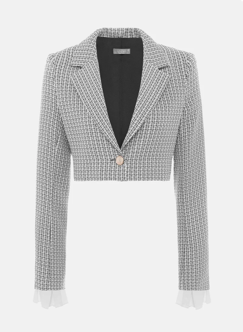 Lichi  Cropped tweed jacket with sleeve inserts for Women | Best Price UAE