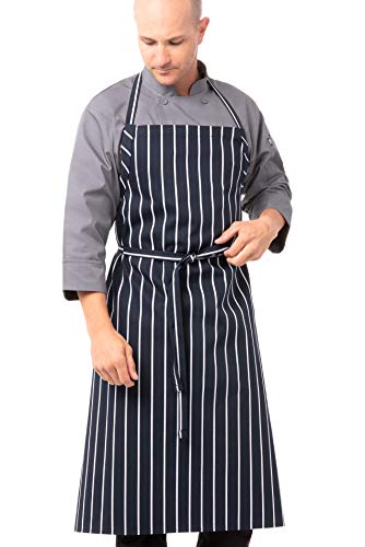 Chef Works Unisex English Chef Apron Navy W Chalk Stripe One Size - Image 1