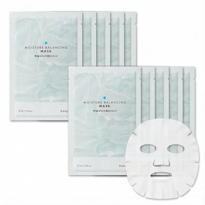 Baegayul Balancing Face Mask Sheet - Korean Facial Mask for Hydrating & Soothing Sensitive Skin, Herbal Essence & Hyaluronic Acid, Korean skincare, Mask for instant Moistureizing, Glow [ 10 Sheet ] - Image 1